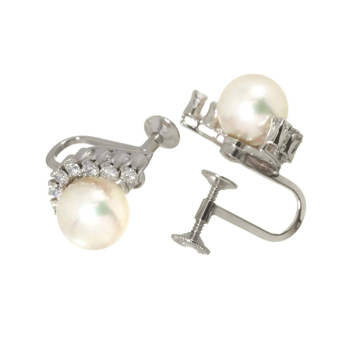 ミキモト MIKIMOTO アコヤ真珠 8.5mm ダイヤ 0.36ct/0.36ct イヤリング K14 WG ホワイトゴールド 585 Akoya Pearl Earrings 90285802_画像3