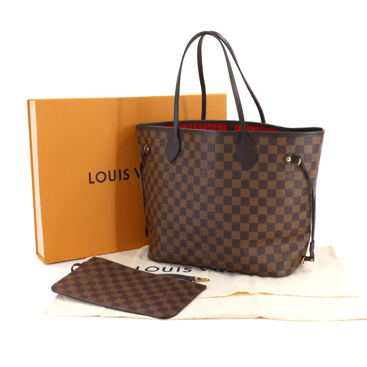  новый товар не использовался Louis Vuitton LOUIS VUITTON Damier neva- полный MM большая сумка ebens Lee zN40599 Brown 90293321