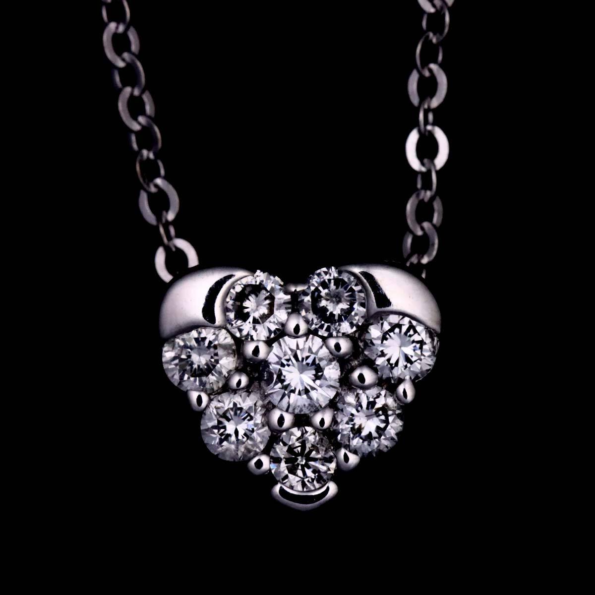  Vendome VENDOME diamond 0.19ct колье 41cm K18 WG белое золото 750 Heart Necklace 90291429