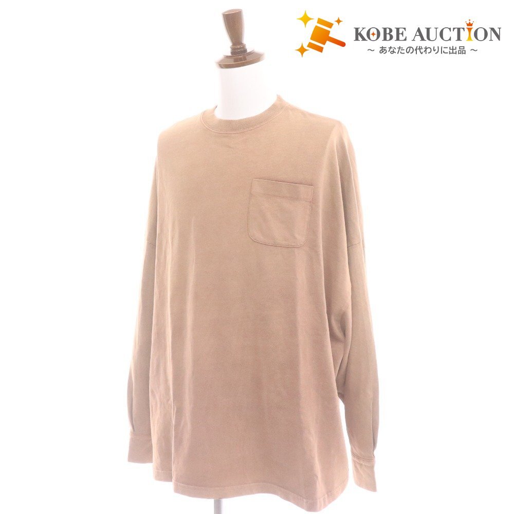 ■ ウィリーチャバリア ロンT Tシャツ SEQUOIA JERSEY RUM RAISEIN 長袖 トップス 胸ポケット ペルー製 メンズ L ベージュ系 ブラウン系