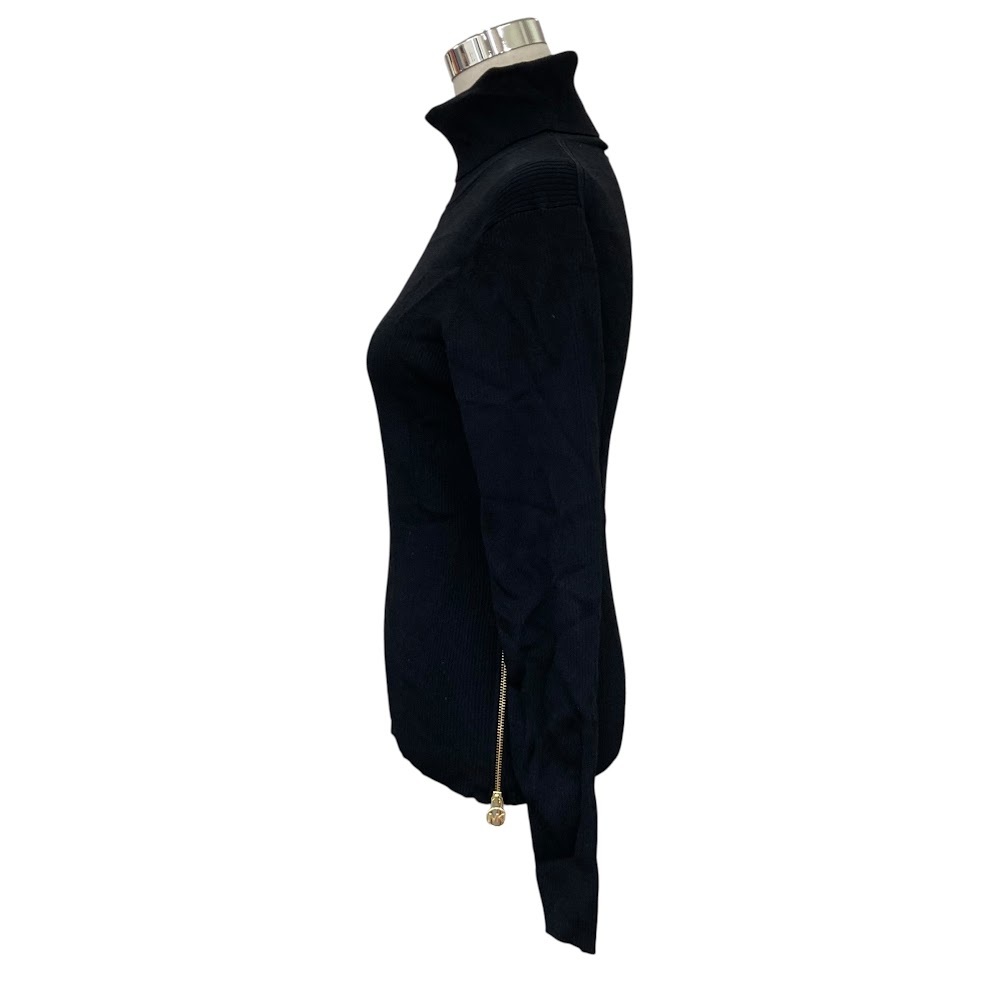 【ITAJ8BRZFTUQ】MICHAEL KORS マイケルコース タートルネック ニット プルオーバー スリット ファスナー ブラック レディース M_画像7