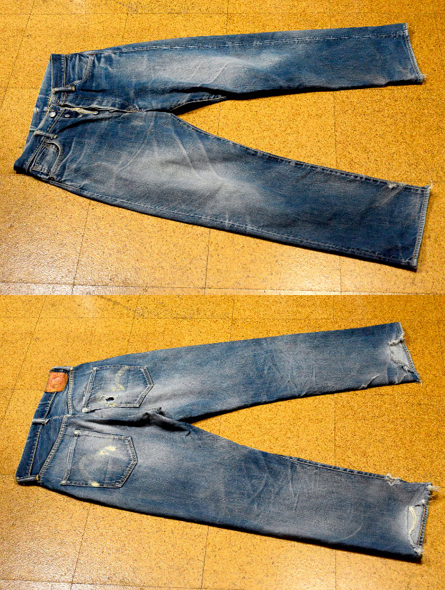 廃盤 W31（82cm） Ebisu エビス NO.2【黃耳青耳セルビッチデニム】 （55501XXタイプ）カモメペイント 股下74cm