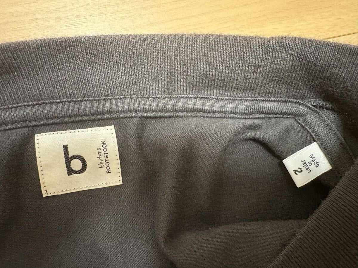 美品 blurhms b ROOTSOCK bROOTS24S33 ブラームス Tシャツ カットソー インクブラック 半袖Tシャツ ARMEE Print Tee WIDE 2 Mサイズ 黒 灰_画像6