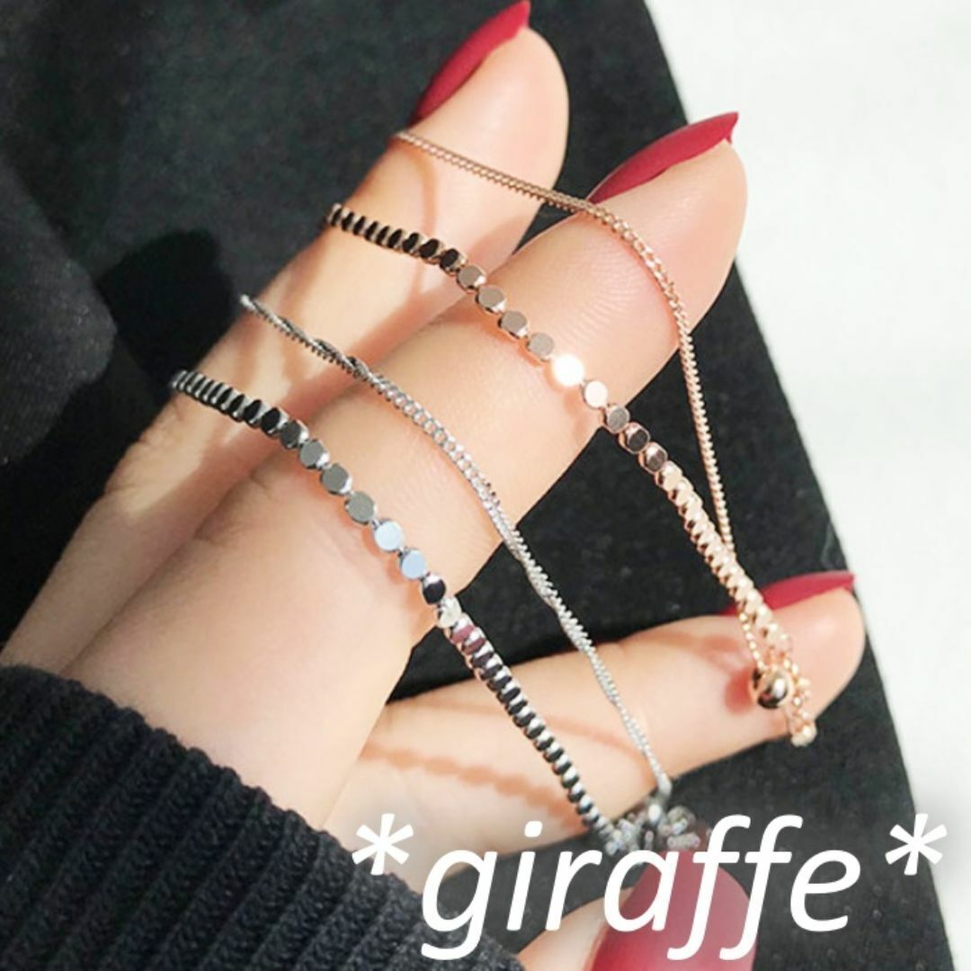 D075 匿名配送 ブレスレット レディース ダブル 多重 二重 デスク ローズゴールド s925 チェーン シンプル 細め 上品 可愛い_画像2