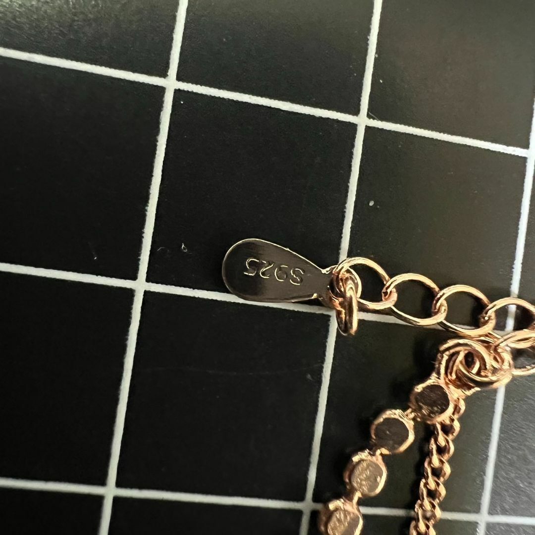 D075 匿名配送 ブレスレット レディース ダブル 多重 二重 デスク ローズゴールド s925 チェーン シンプル 細め 上品 可愛い_画像8