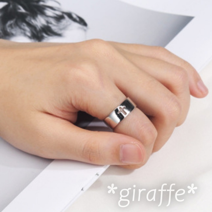 A928 匿名配送 指輪 レディース メンズ シルバー リング クロス 十字架 シンプル フリーサイズ サイズ調節可能 _画像2