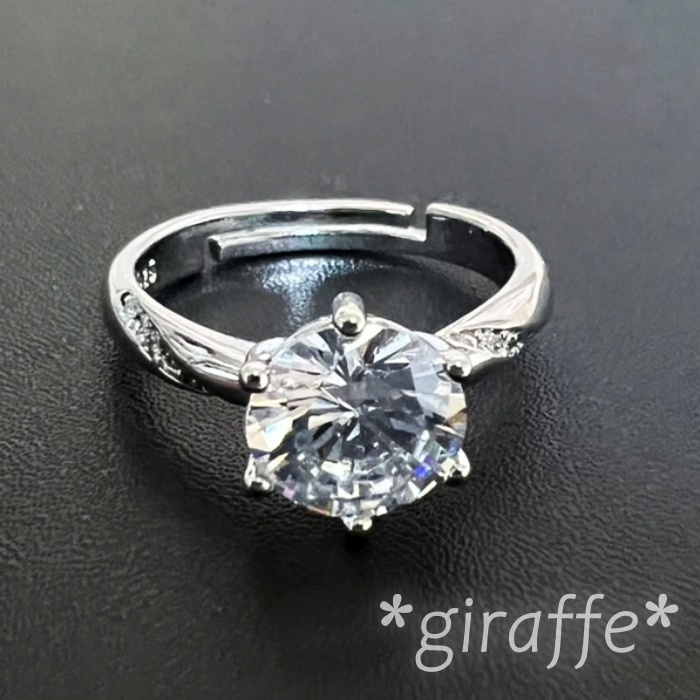 A264 匿名配送 指輪 レディース リング ジルコニア シルバー s925 2カラット フリーサイズ サイズ調節可能_画像2