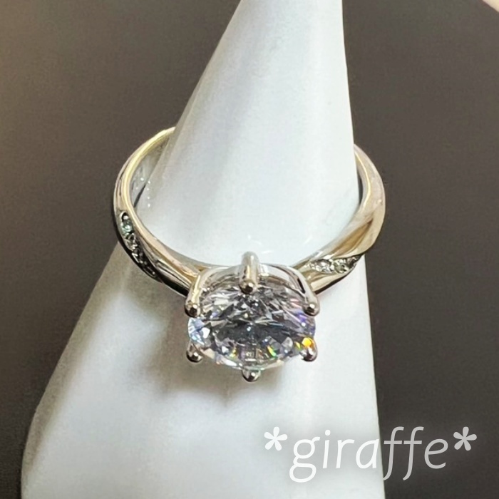 A264 匿名配送 指輪 レディース リング ジルコニア シルバー s925 2カラット フリーサイズ サイズ調節可能_画像1