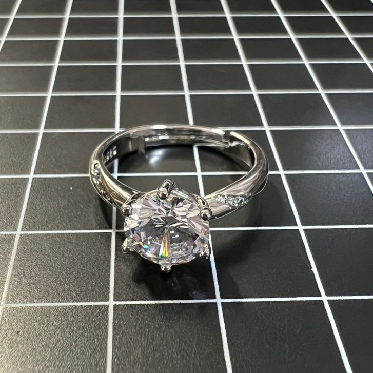 A264 匿名配送 指輪 レディース リング ジルコニア シルバー s925 2カラット フリーサイズ サイズ調節可能_画像3