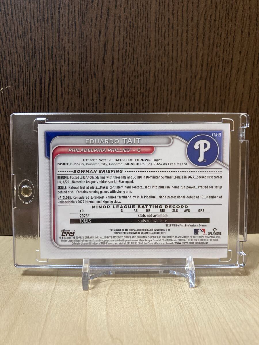 2024 Topps Bowman Chrome 1st Eduardo Tait 100シリ 直筆サイン Auto フィリーズ　ツインズ　トッププロスペクト