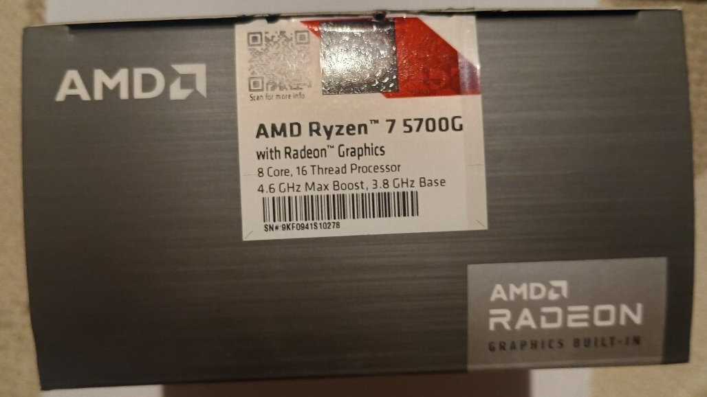 AMD Ryzen5700G クーラー未使用 AM4 Ryzen7 BOX