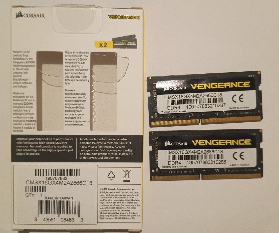 CORSAIR 2×8GB 16GB SO-DIMM DDR4 2666MHz VENGEANCE ノートPC用メモリ 2枚セット