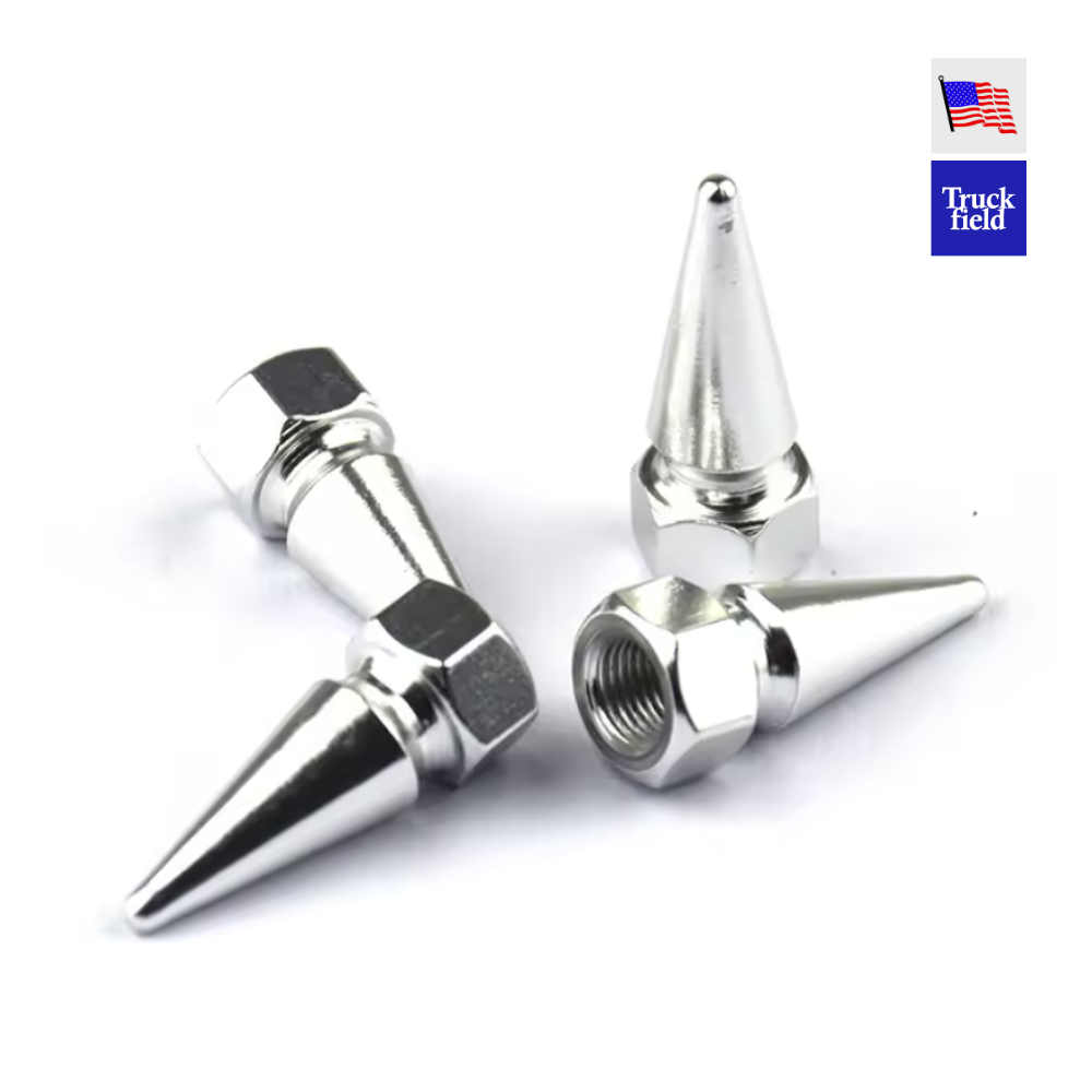 【4個セット】バルブキャップ シルバー タイヤ スパイク ビレット 車 USDM Truckin Truckfield_画像1