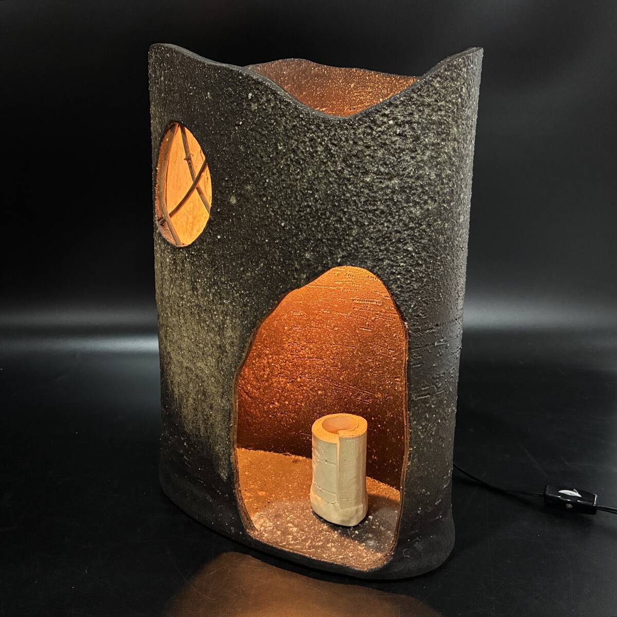 【63593C】信楽焼き あかり スタンドランプ テーブルランプ アンティーク 屋內(nèi)燈 陶器照明 現(xiàn)狀品 経年保管品