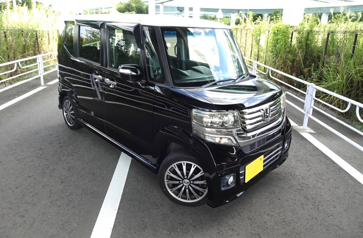 注目！ターボ車！N BOX　CUSTOM　8インチナビ*TV*プッシュスタート*パワースライドドア*フォグランプ*ルーフ白