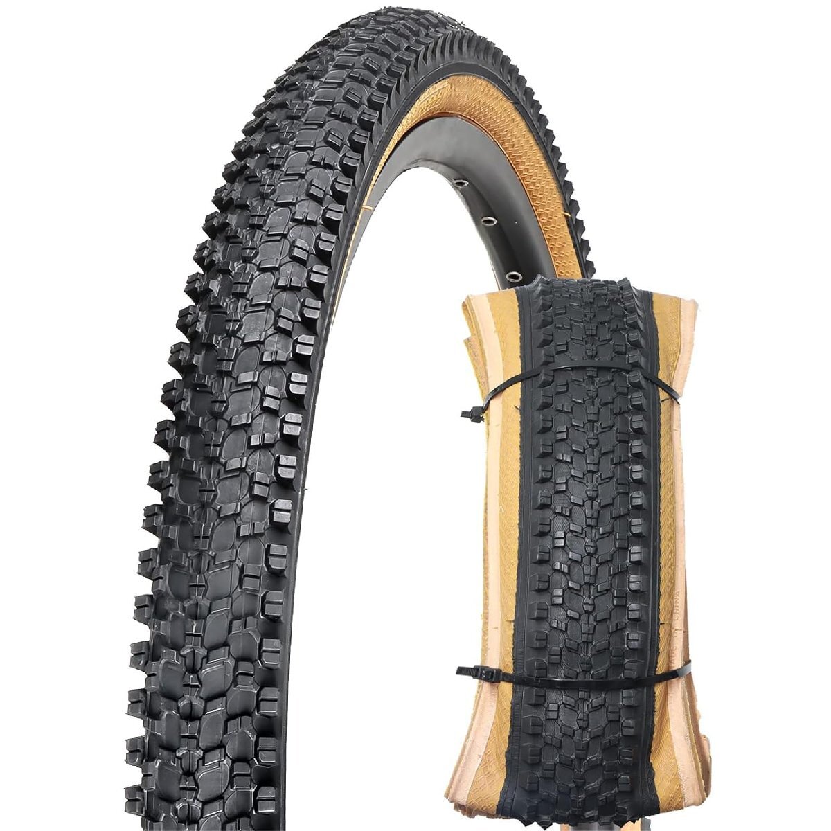 【在庫品のみ】 - 肌色 MOHEGIA 26×1.95インチ タイヤ: 交換用タイヤ マウンテンバイク 折り畳み式 26インチ_画像1