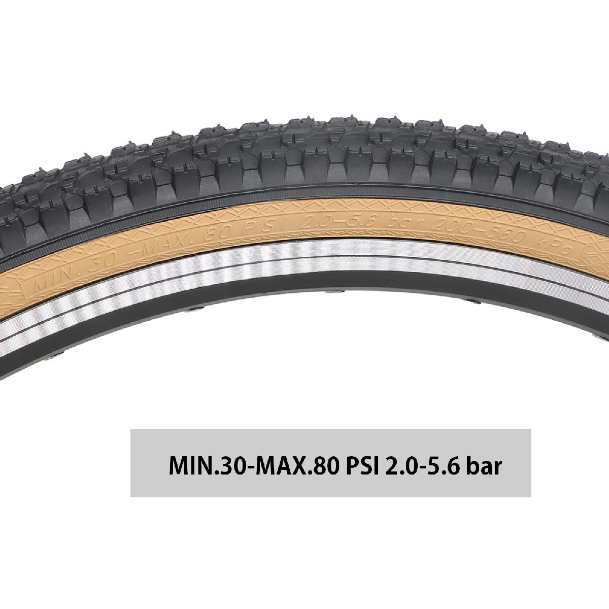 【在庫品のみ】 - 肌色 MOHEGIA 26×1.95インチ タイヤ: 交換用タイヤ マウンテンバイク 折り畳み式 26インチ_画像6