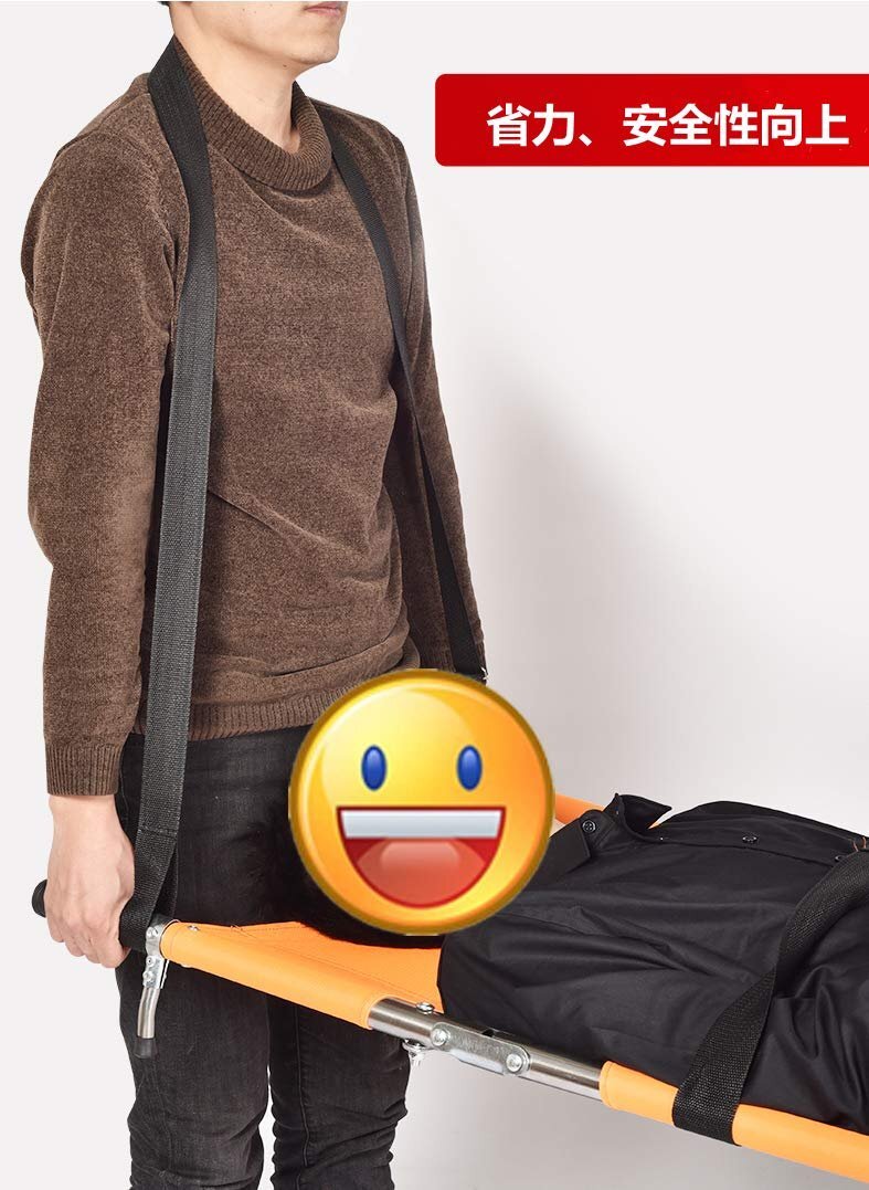 送料無料！ 便利 JKR 2つ折り ストレッチャー 手袋付き 擔架 折りたたみ式 保護 （ブルー） ナイロン 簡易