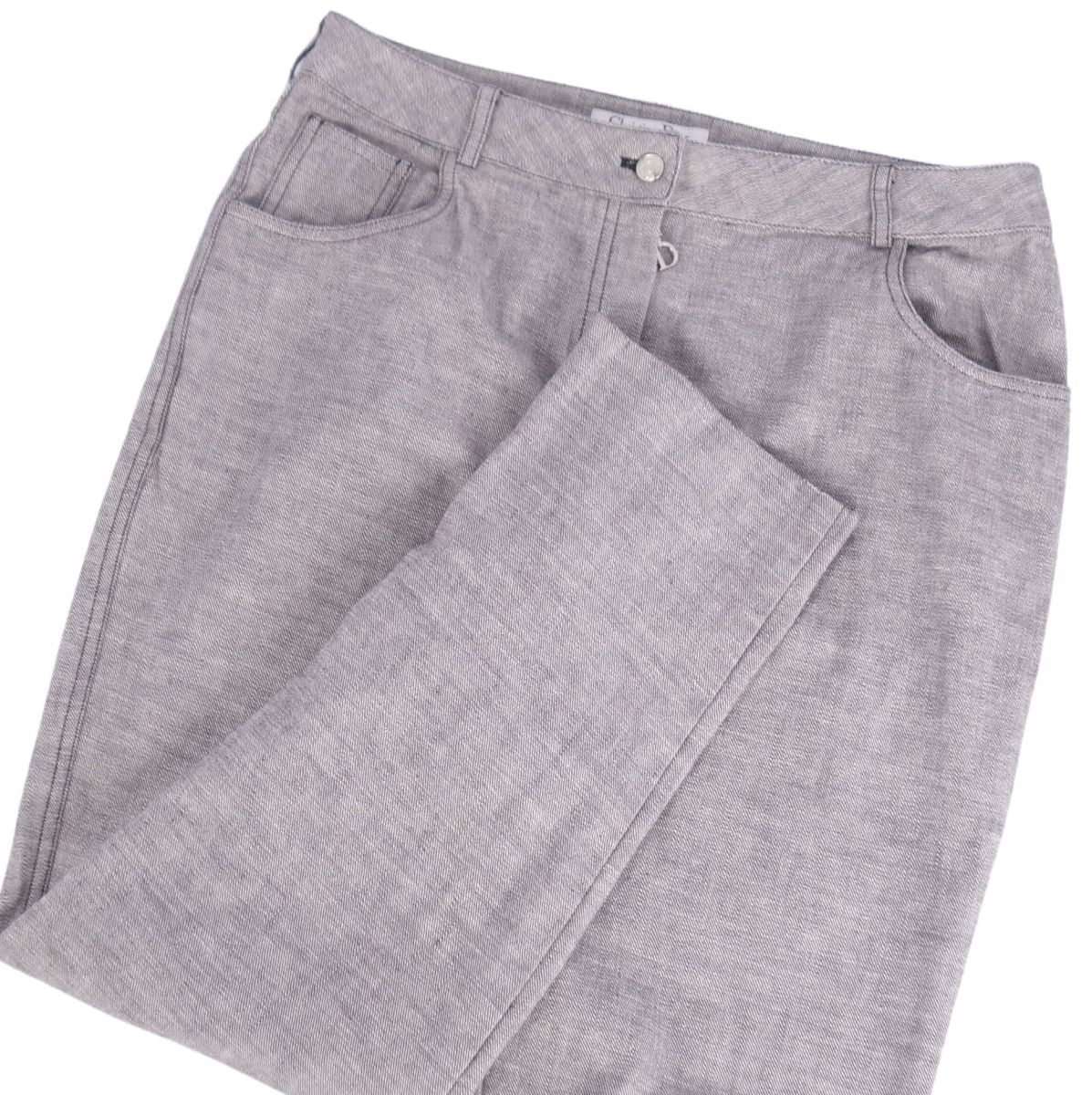 美品 クリスチャンディオール Christian Dior パンツ ガリアーノ期 デニムパンツ D金具 ボトムス レディース 42 グレー ce09mn-rm20e33365