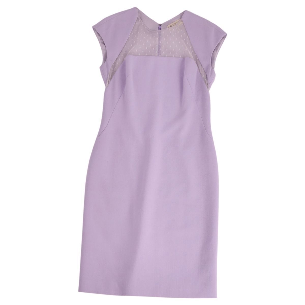 美品 エミリオプッチ EMILIO PUCCI ワンピース フレンチスリーブ ウール トップス レディース 42(L相当) パープル ce08do-rm10e32995_画像1