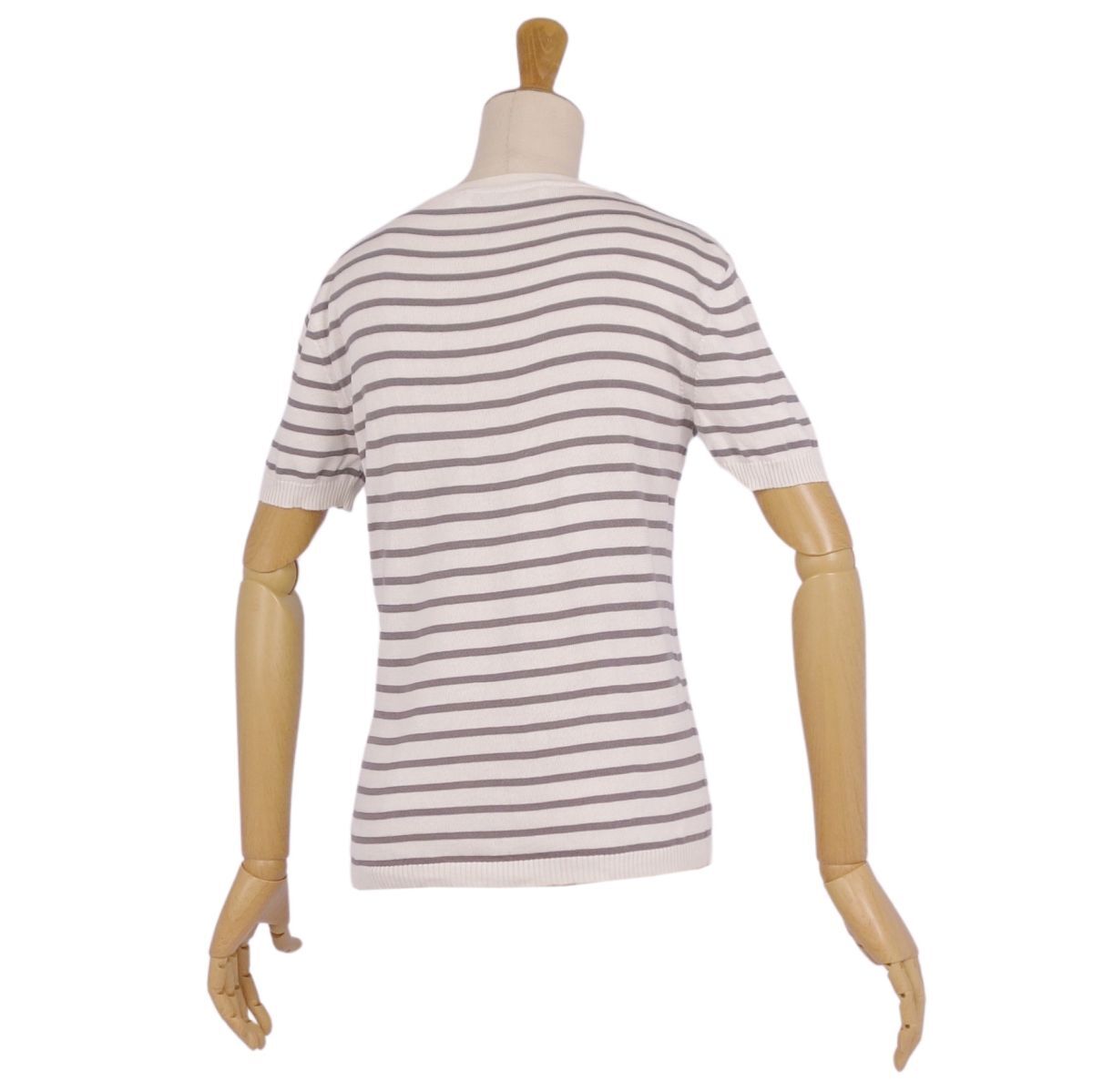 美品 クリスチャンディオール Christian Dior ニット 2020 セーター ボーダー Bee刺繍 シルク コットン I44 ホワイト ce09ob-rm20e33506_画像5