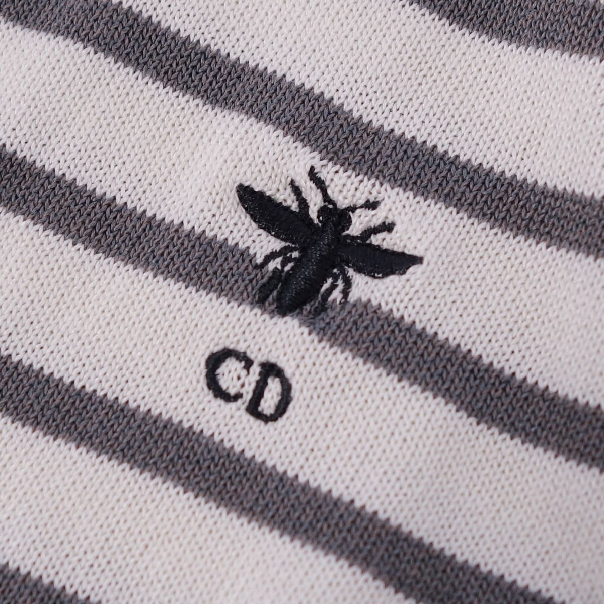 美品 クリスチャンディオール Christian Dior ニット 2020 セーター ボーダー Bee刺繍 シルク コットン I44 ホワイト ce09ob-rm20e33506_画像7