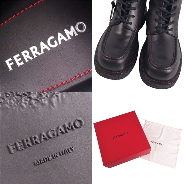  не использовался Salvatore Ferragamo Salvatore Ferragamo ботинки короткие сапоги гонки выше мужской 10M(28cm) черный ce08ds-rm20e33067