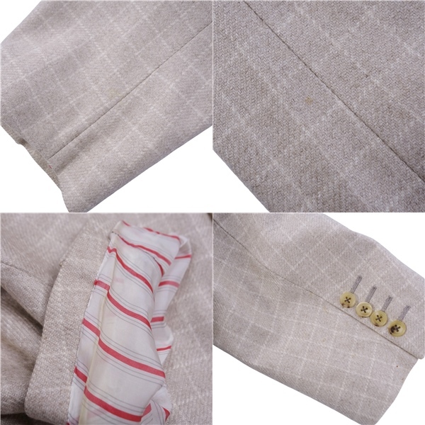Vintage エルメス HERMES ジャケット テーラード チェック カシミヤ シルク アウター メンズ 54(XL相当) ベージュ ce09mm-rm20e33381_画像7