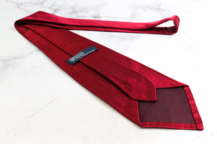 ポロラルフローレン ブランド ネクタイ シルク 米製生地 無地ソリッド PO メンズ レッド POLO RALPH LAUREN_画像3