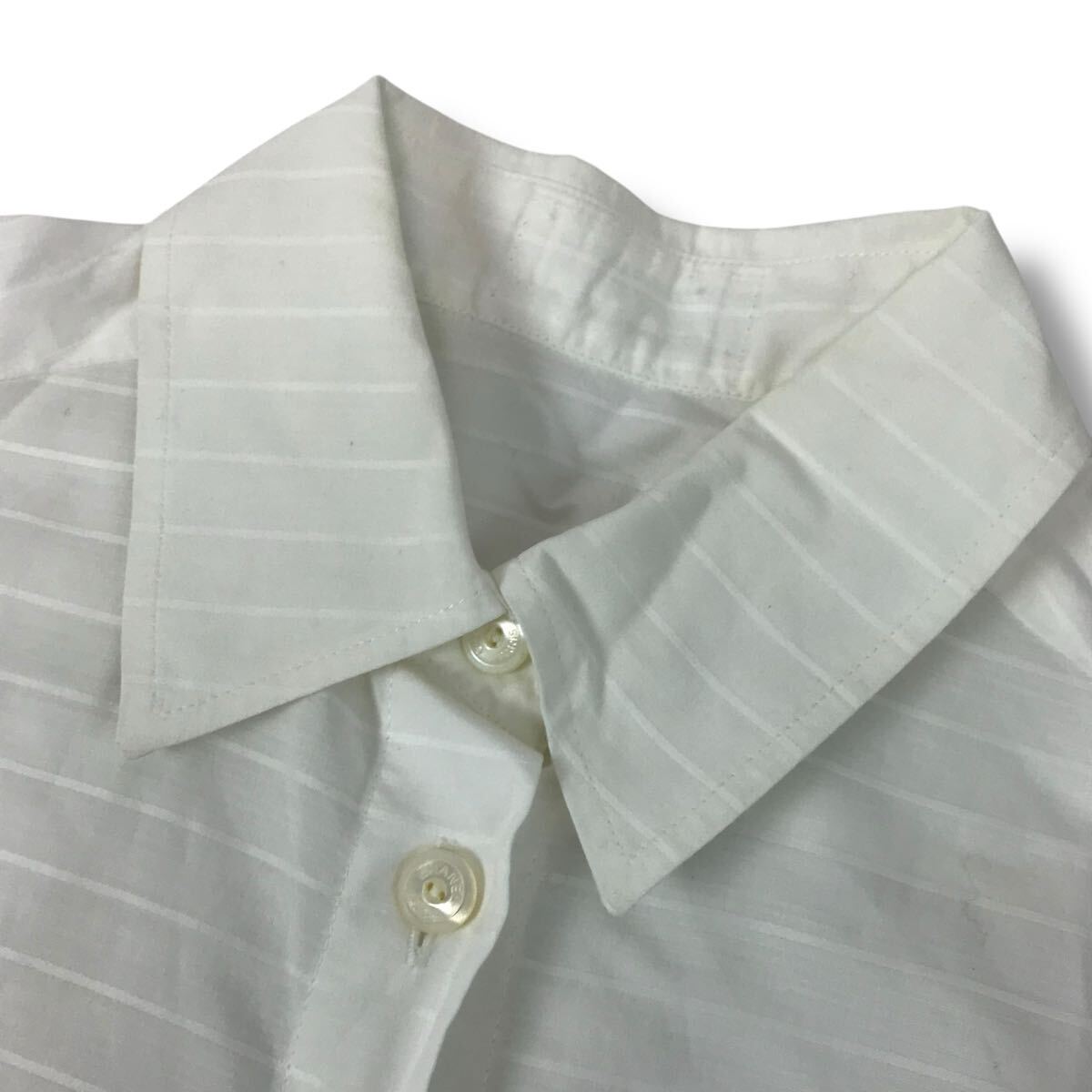 c18 正規(guī)品 Vintage CHANEL シャネル ボーダー ブラウス シャツ ロゴ刺繍 ホワイト トップス フォーマル ビジネス レディース