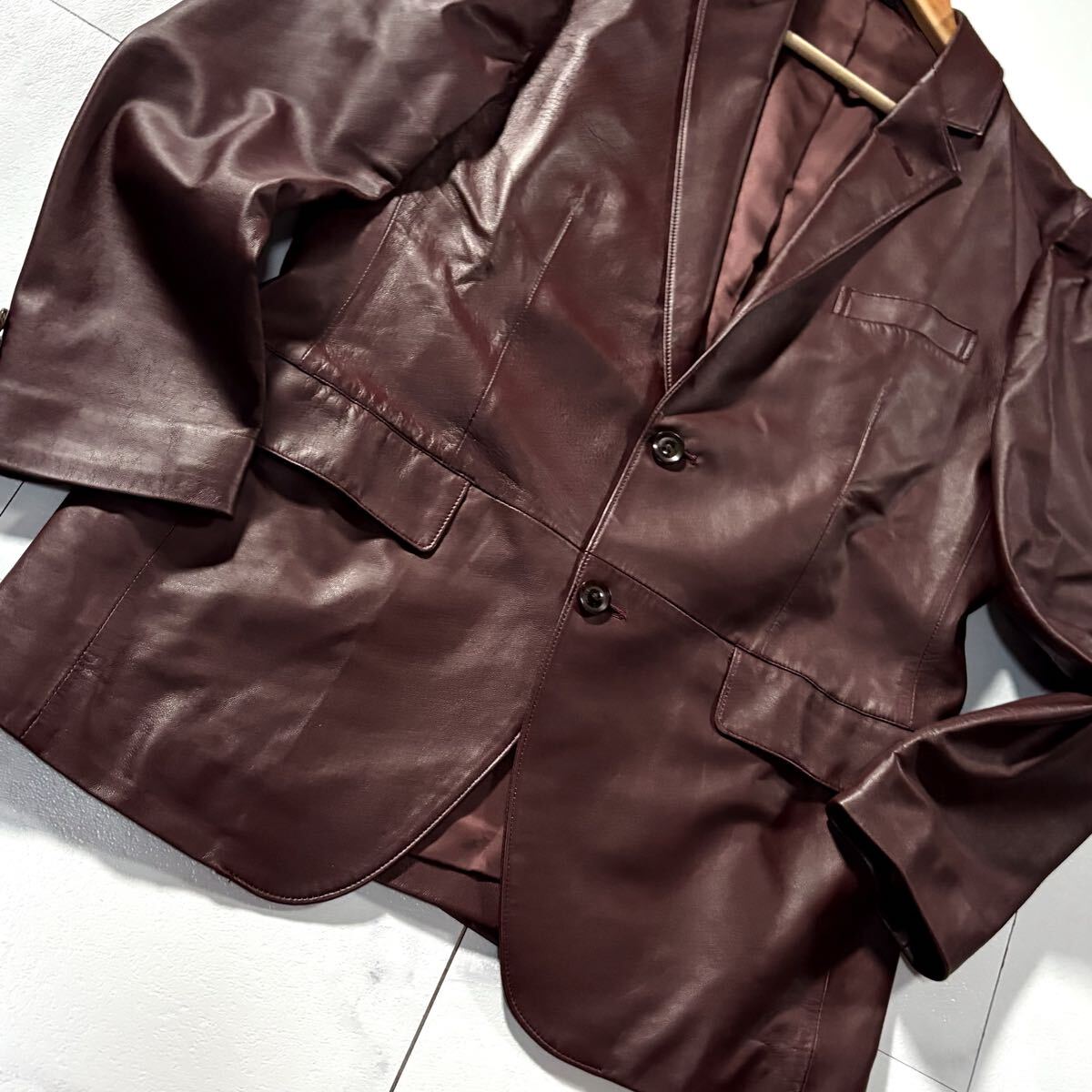 ●美品●LANVIN・ランバン コレクション●ラムレザー●テーラードジャケット ○美品○LANVIN・ランバン コレクション○ラムレザー