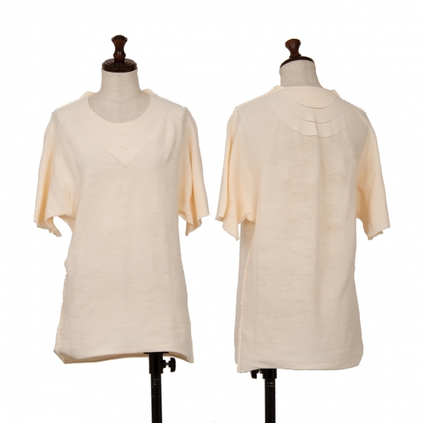 イッセイミヤケ エーポックISSEY MIYAKE A-POC メッシュ織りストレッチTシャツ ベージュM位 【レディース】