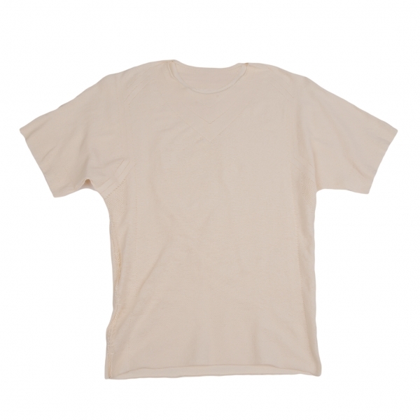 イッセイミヤケ エーポックISSEY MIYAKE A-POC メッシュ織りストレッチTシャツ ベージュM位 【レディース】