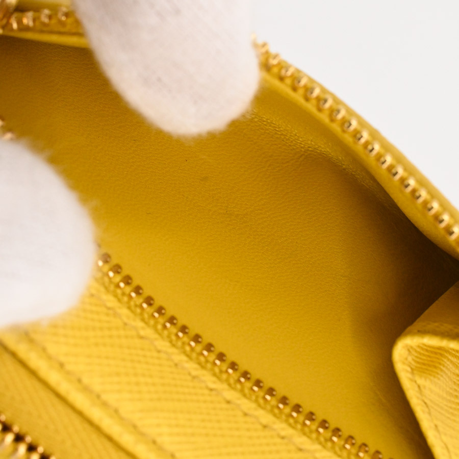  Prada safia-no кожа чехол для ключей чехол для ключей 1PP122 желтый женский б/у SA товар 