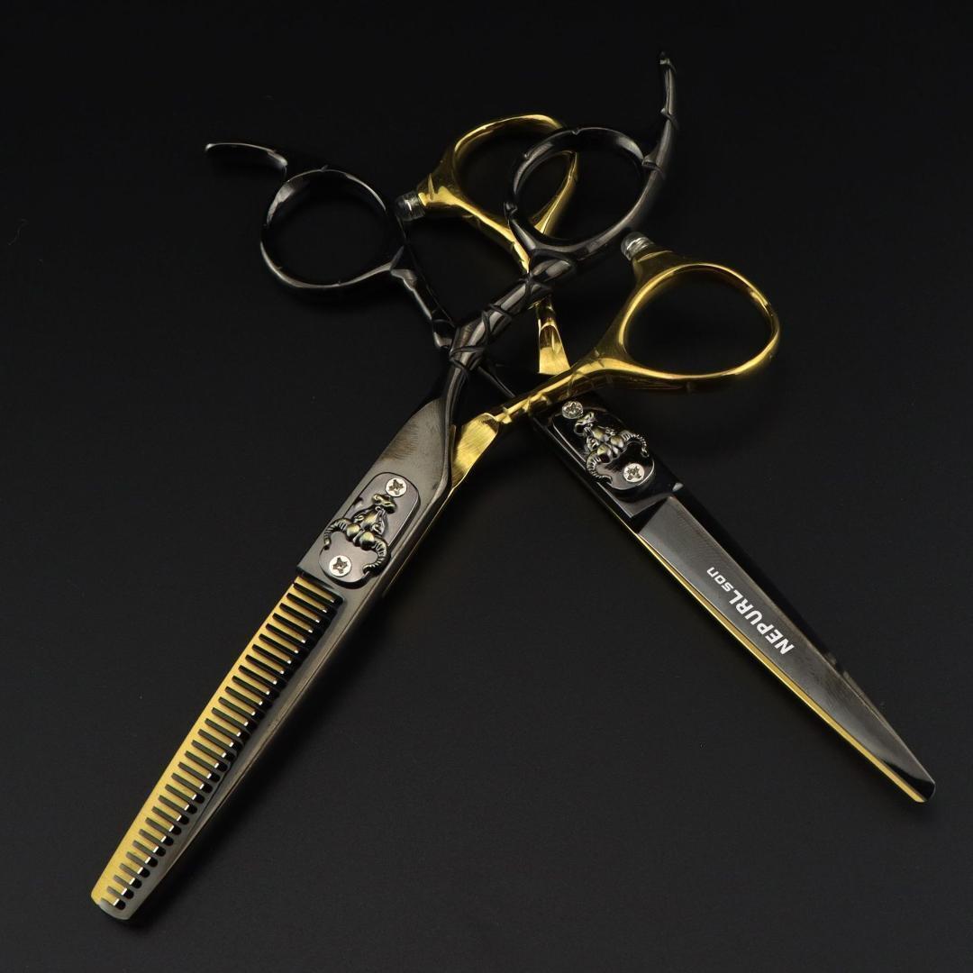 新品　6インチ ゴールド カットシザー 理容 美容 鋏 シザー すきバサミ_画像7