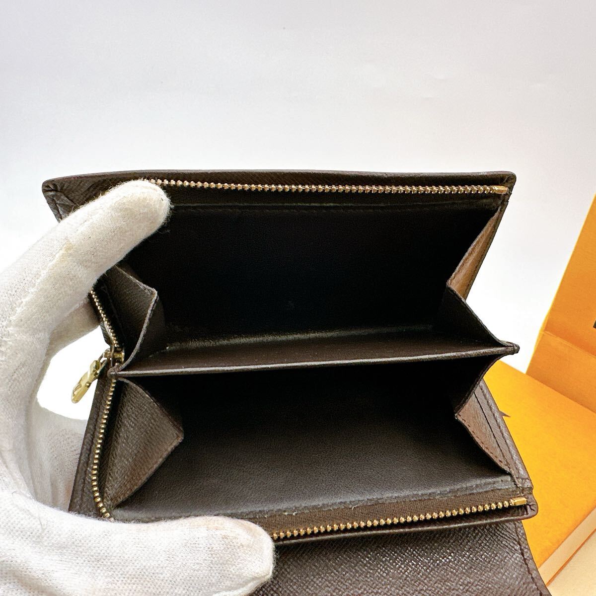 5624【ほぼ極美品】LOUIS VUITTON ルイヴィトン ダミエ ポルトモネ ビエ トレゾール 二つ折り財布 N61730/SD0053