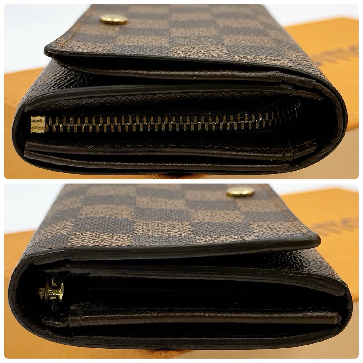 5624【ほぼ極美品】LOUIS VUITTON ルイヴィトン ダミエ ポルトモネ ビエ トレゾール 二つ折り財布 N61730/SD0053