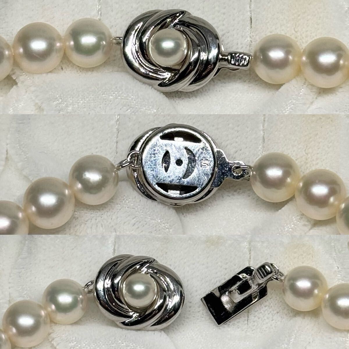 【花珠級】 田崎真珠 あこや ネックレス SILVER金具 約7.5〜8mm 42cm アコヤ パール pearl シルバー刻印 necklace 本真珠 タサキ TASAKI_画像9