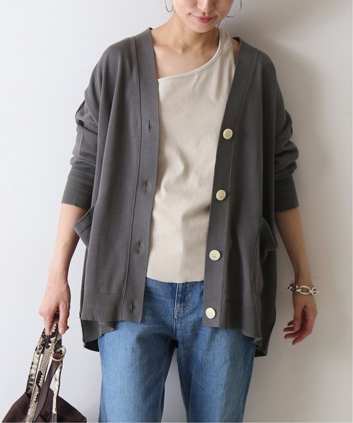 ∞ FRAMeWORK フレームワーク  BIG カーディガン コットン ワイド 羽織り チャコールグレー ニット ∞の画像1