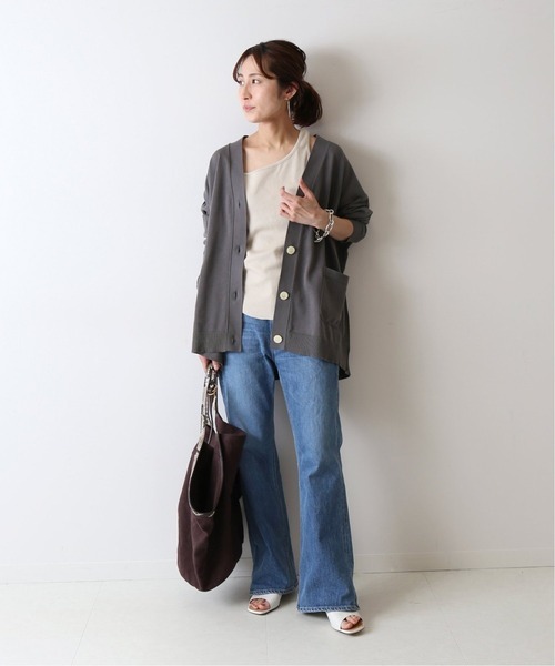 ∞ FRAMeWORK フレームワーク  BIG カーディガン コットン ワイド 羽織り チャコールグレー ニット ∞の画像2