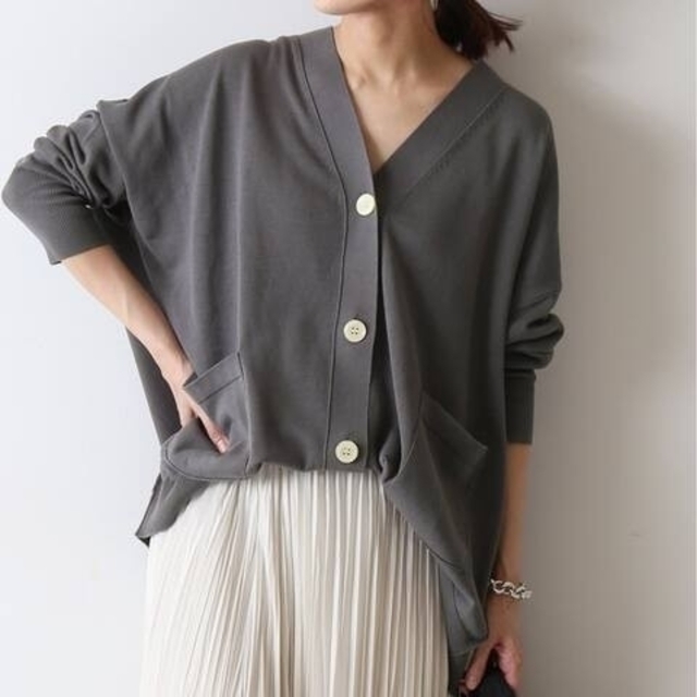 ∞ FRAMeWORK フレームワーク  BIG カーディガン コットン ワイド 羽織り チャコールグレー ニット ∞の画像3