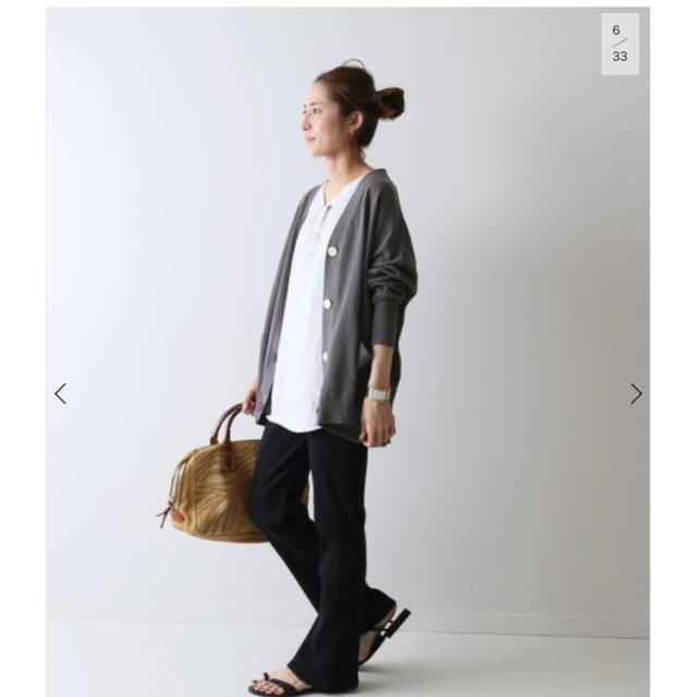 ∞ FRAMeWORK フレームワーク  BIG カーディガン コットン ワイド 羽織り チャコールグレー ニット ∞の画像4