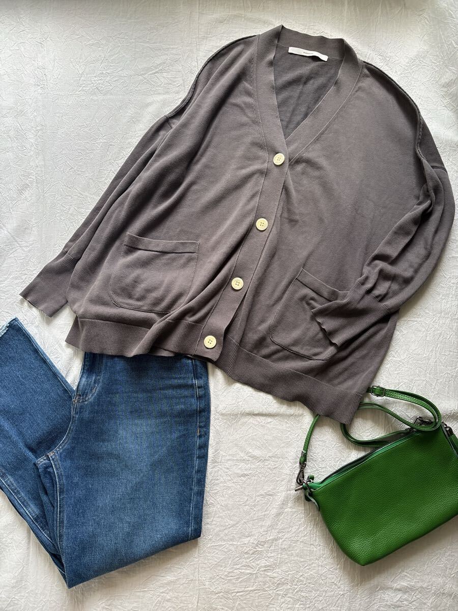 ∞ FRAMeWORK フレームワーク  BIG カーディガン コットン ワイド 羽織り チャコールグレー ニット ∞の画像7