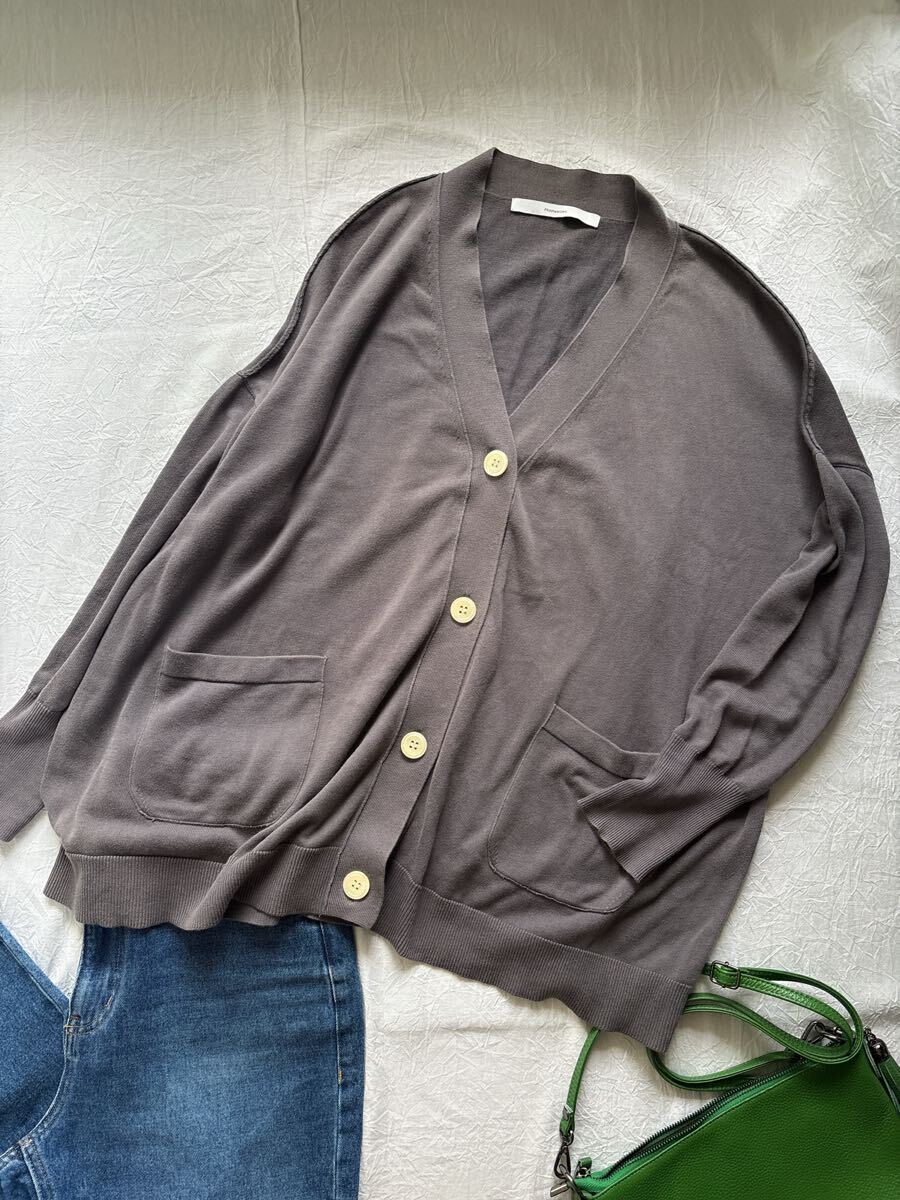 ∞ FRAMeWORK フレームワーク  BIG カーディガン コットン ワイド 羽織り チャコールグレー ニット ∞の画像9