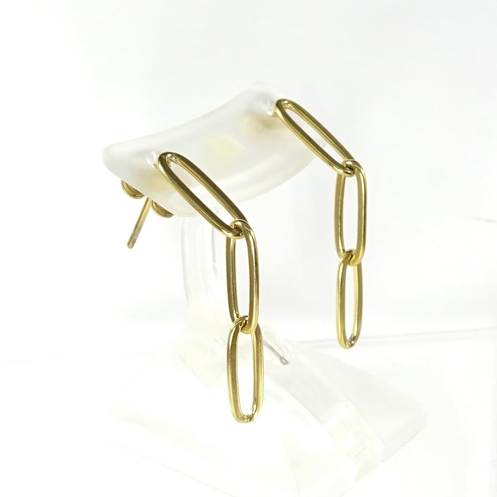 ゴールド ペーパークリップ型地金ピアス ステンレスゴールド トレンドリーダー【ギフトラッピング済み】_画像2