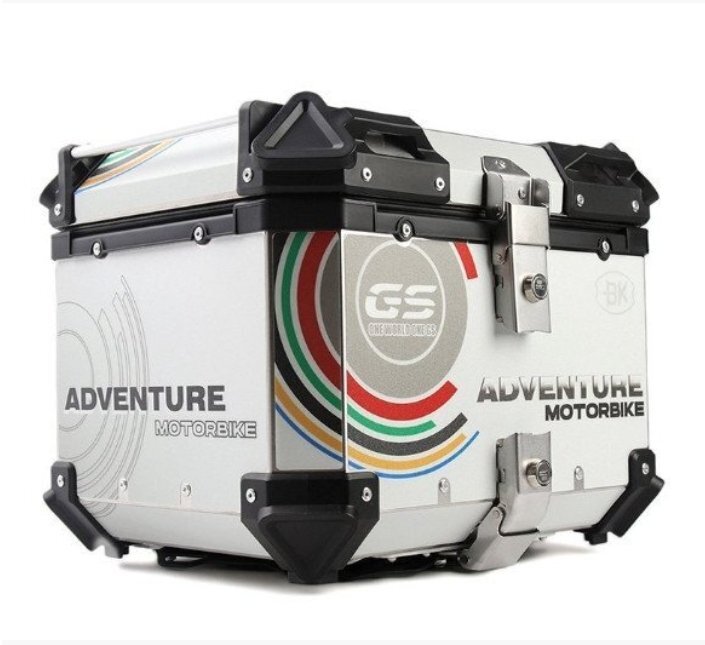 リアボックス モノキーケース バイク用トップケース 取り付け金具付き 容量55L 貼り絵 収納ケース 背もたれパッド別売 防水 鍵2本 シルバー