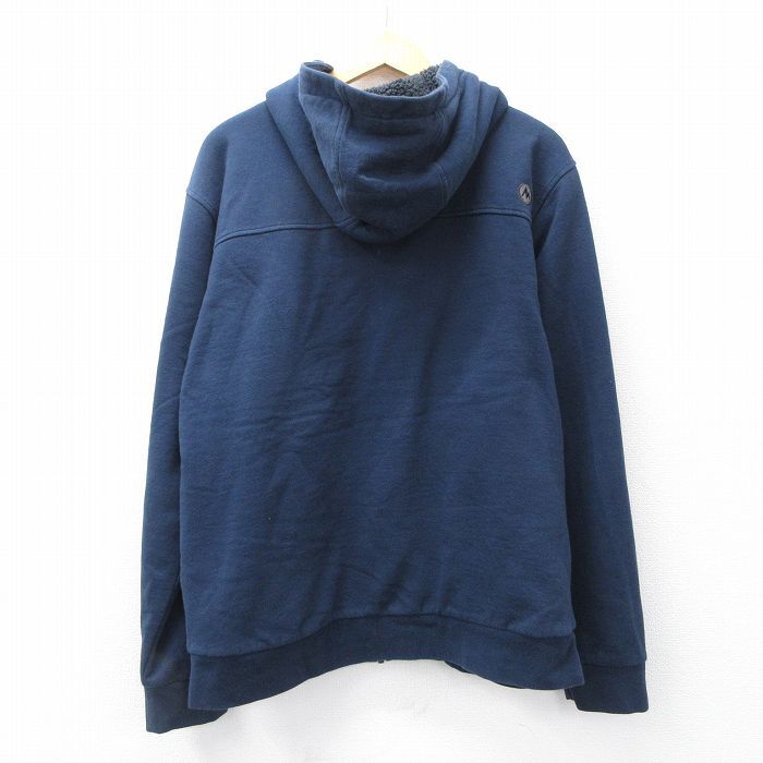 L/古着 マーモット 長袖 スウェット フルジップ パーカー メンズ 紺 ネイビー 内側ボア 25sep04 中古 スエット トレーナー トップス_画像2