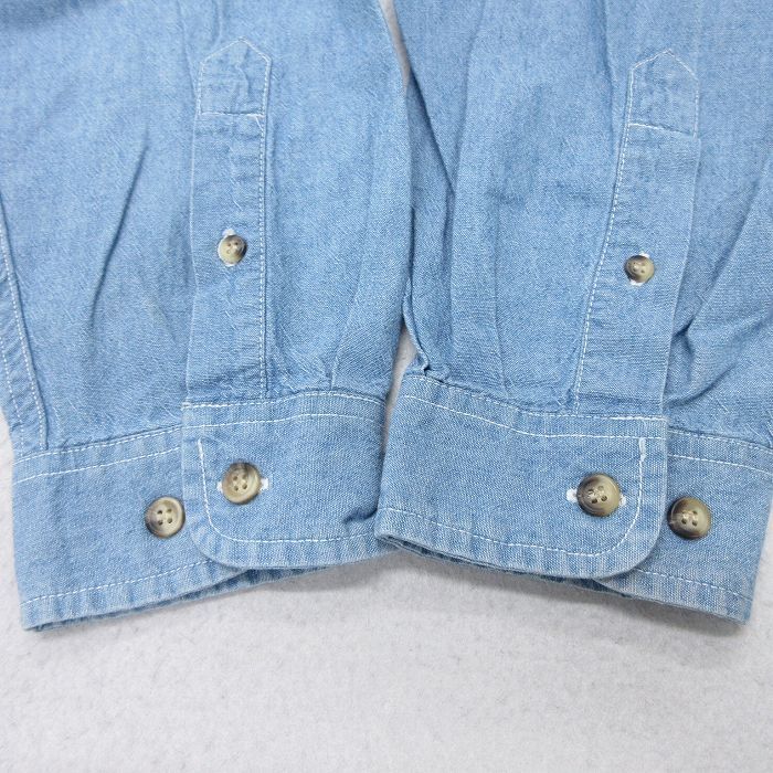 XL/古着 リー Lee 長袖 シャツ メンズ NFL ピッツバーグスティーラーズ 大きいサイズ ロング丈 コットン ボタンダウン 紺 ネイビー デニム_画像8