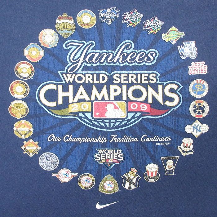 XL/古着 ナイキ NIKE 半袖 ビンテージ Tシャツ メンズ 00s MLB ニューヨークヤンキース 大きいサイズ コットン クルーネック 紺 ネイビー_画像2