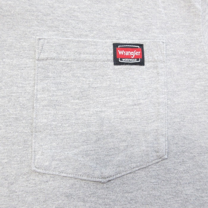 L/古着 ラングラー 半袖 Tシャツ メンズ 無地 胸ポケット付き クルーネック グレー 霜降り 25sep05 中古_画像2